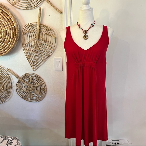 Dotti Red Sleeveless Empire Waist Midi Dress Retro Y2K Cocktail Party M - Picture 1 of 9